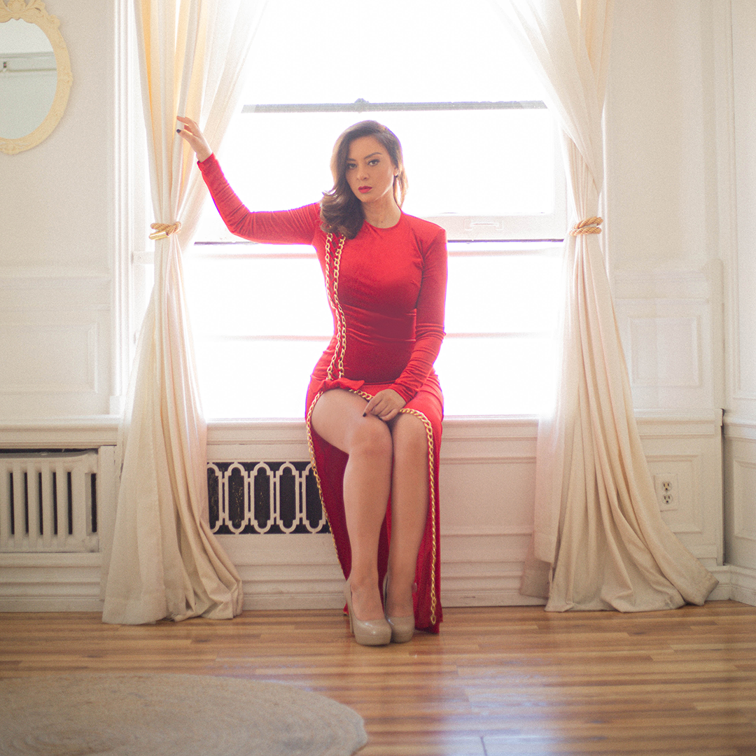 Paulina Aguirre red dress